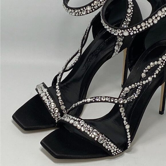 Alexander McQueen Crystal-Embellished Satin High-Heel Sandals size 38.5 - Picture 5 of 12